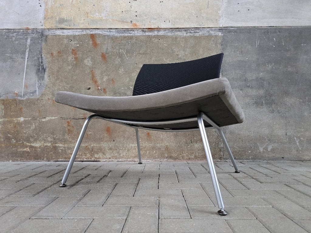 Jaren 90 Design Stoel Grijs & Zwart Suede Leer | KFF Design, Gebruikt, Ophalen of Verzenden, Leer, Minimalistisch Modern Jaren 90