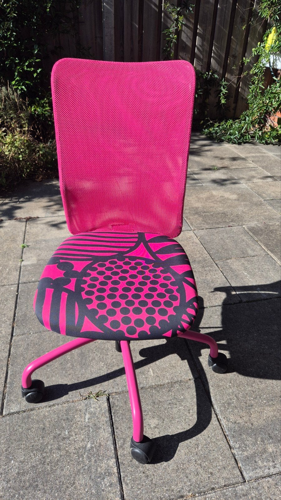 Roze bureaustoel met vrolijke print, Ophalen, Gebruikt, Roze, Bureaustoel
