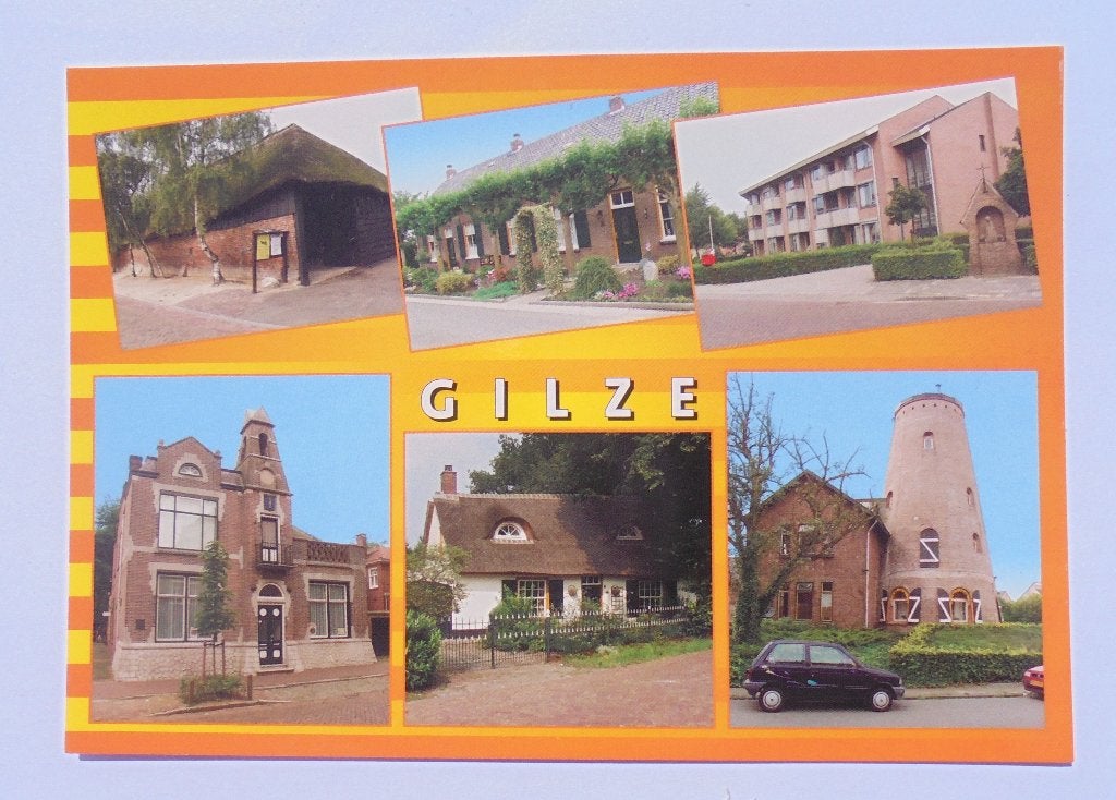GILZE, oude Raadhuis, molen, veldkapel, Vlaamse schuur., Ophalen of Verzenden, 1960 tot 1980, Ongelopen, Noord-Brabant