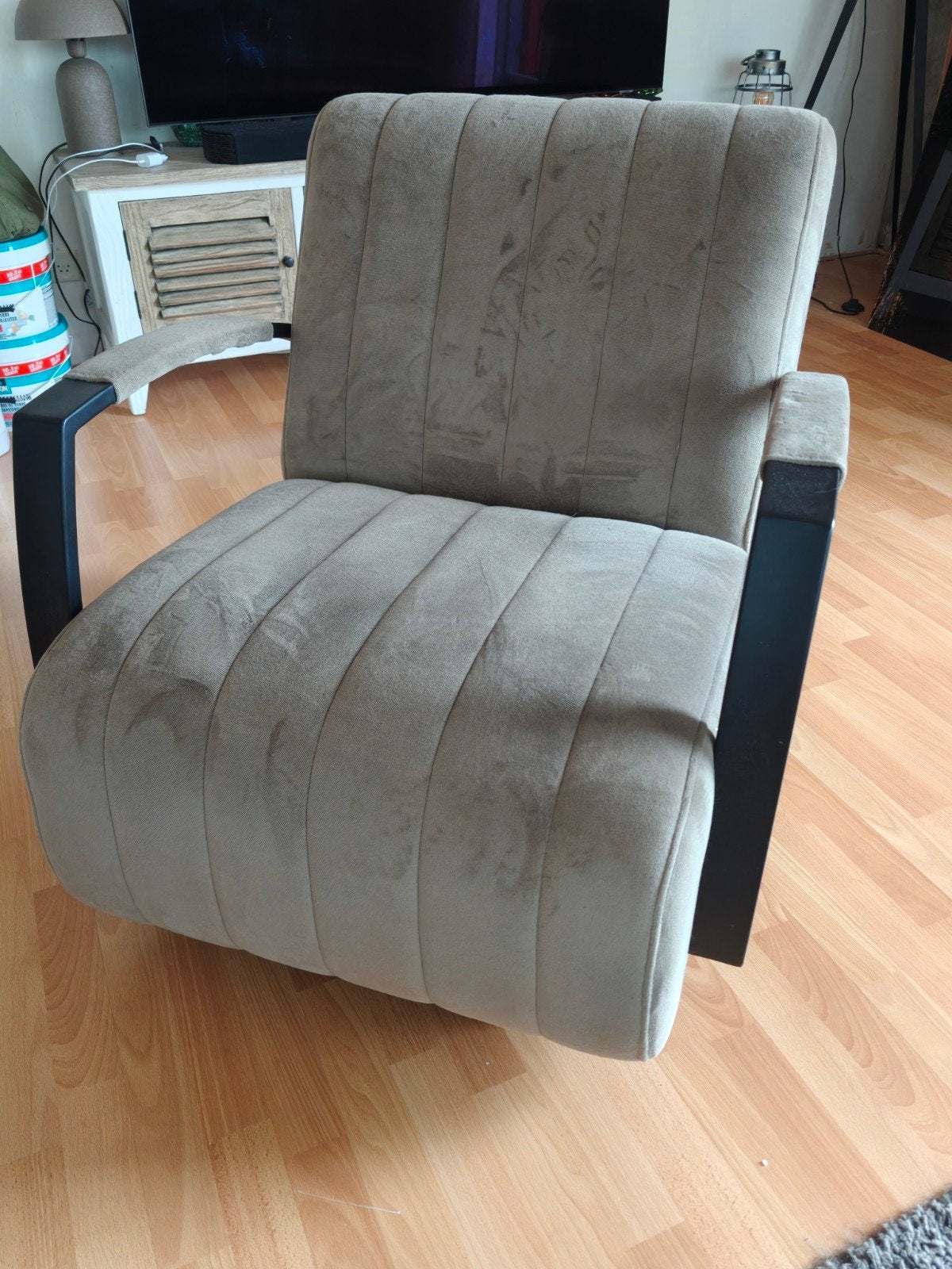 Heerlijk zittende stoel, Huis en Inrichting, Fauteuils, Ophalen, Gebruikt, 75 tot 100 cm, Stof