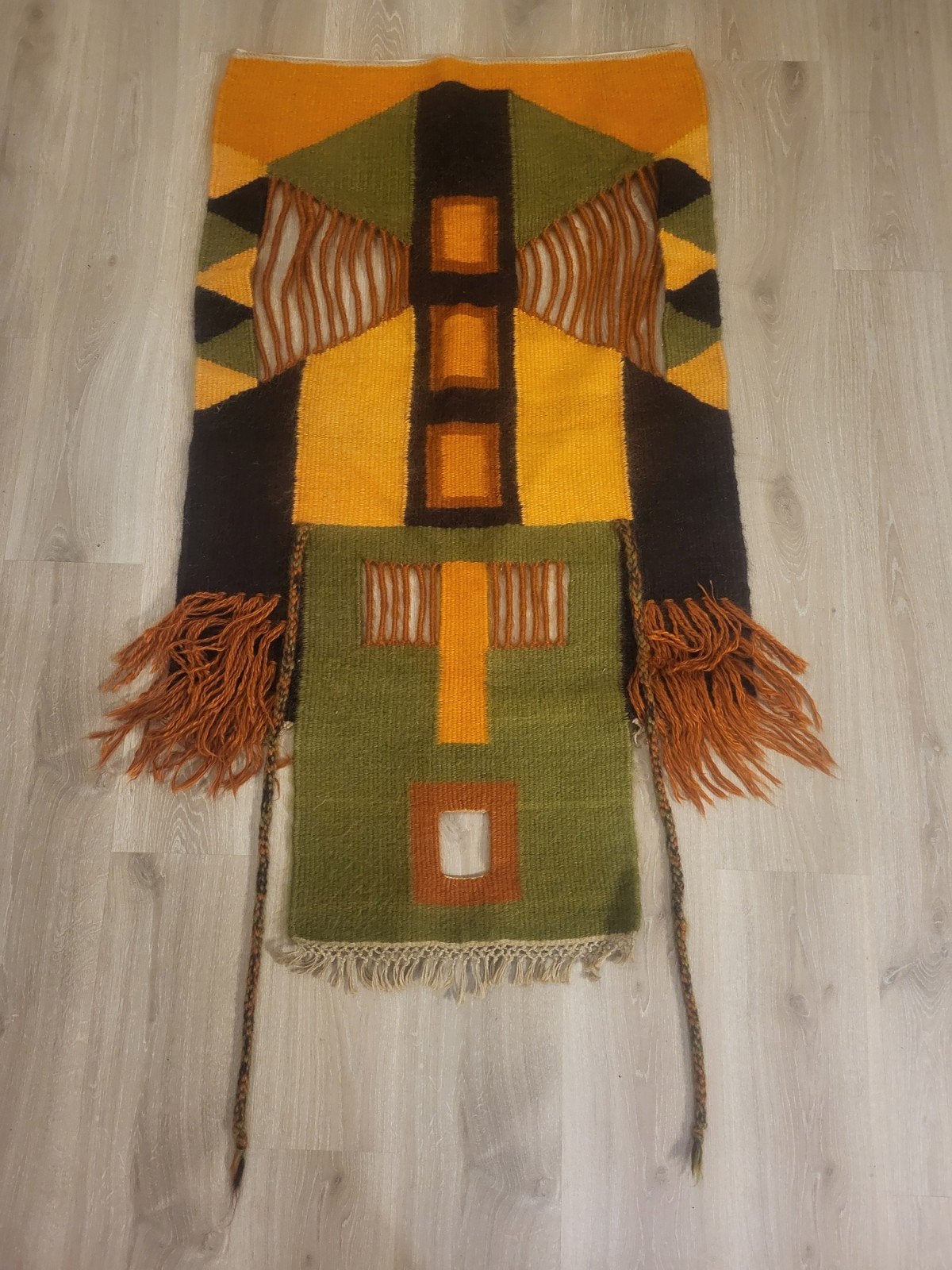 Vintage wandkleed met abstract patroon, Ophalen, Gebruikt, 100 tot 150 cm, 50 tot 100 cm