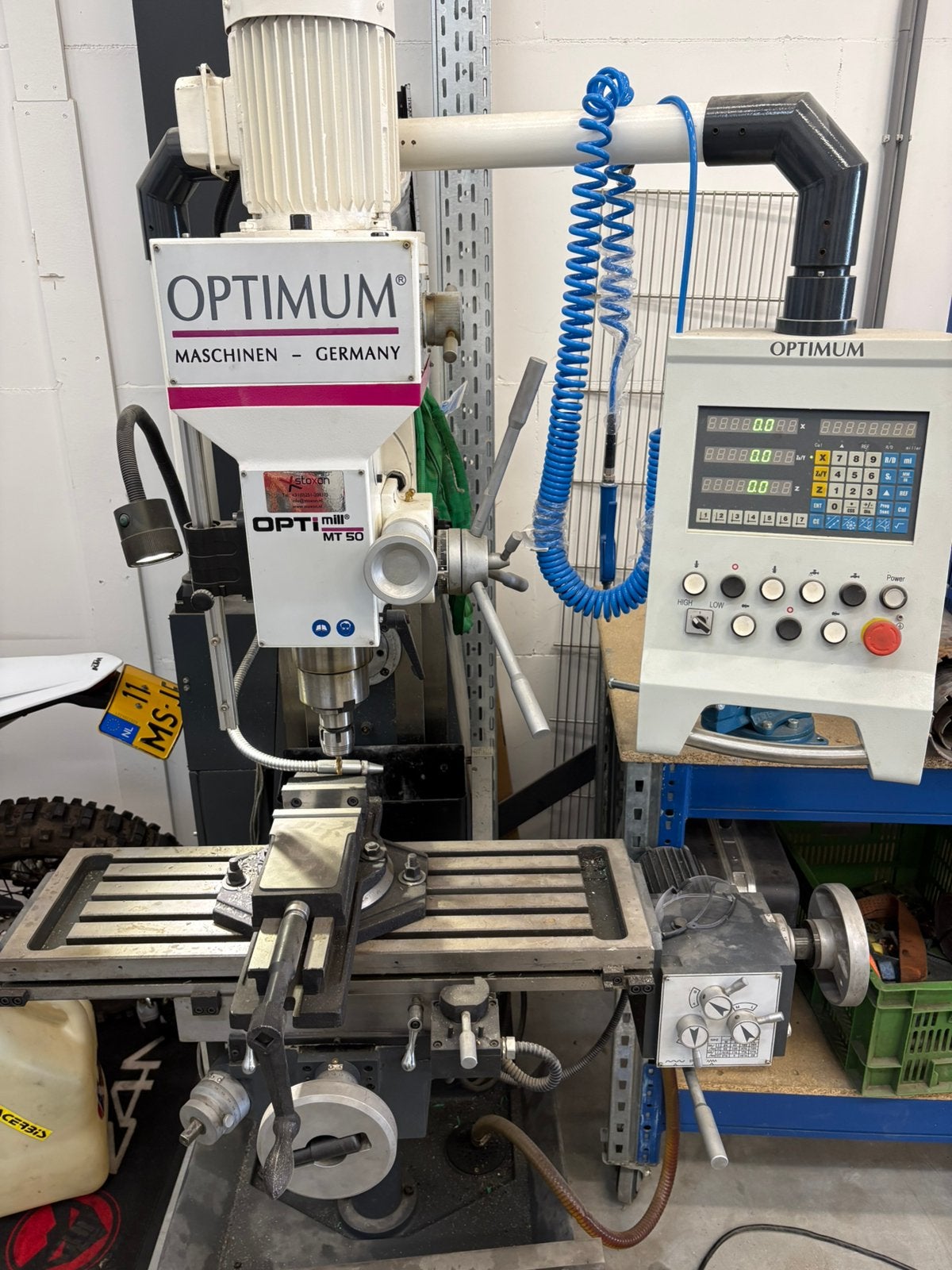 Optimum OPTImill MT 50 Freesmachine met veel toebehoren, Zakelijke goederen, Machines en Bouw | Metaalbewerking, Ophalen