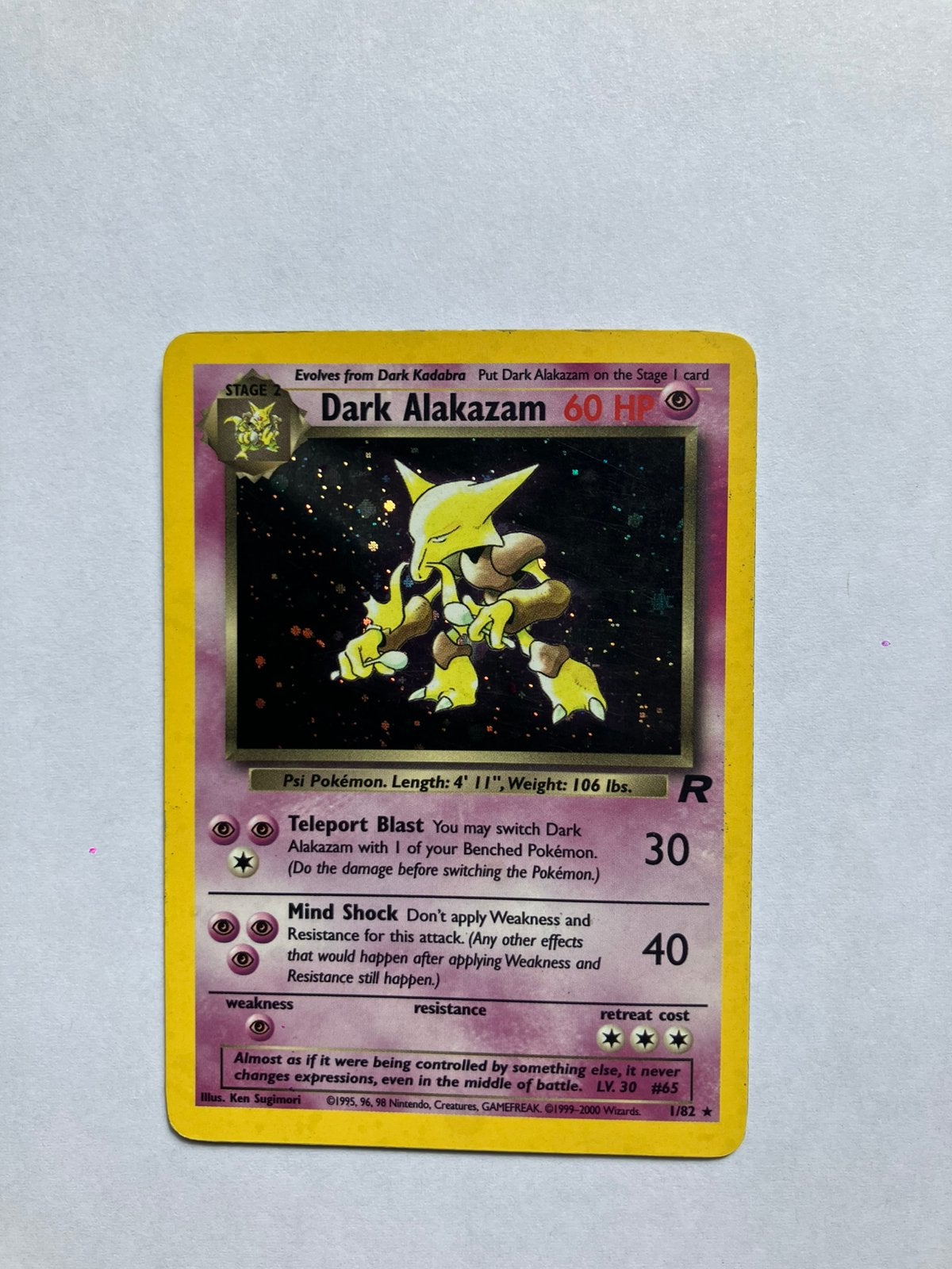 Dark Alakazam Holo - Rocket Set Pokémon kaart, Ophalen of Verzenden, Gebruikt
