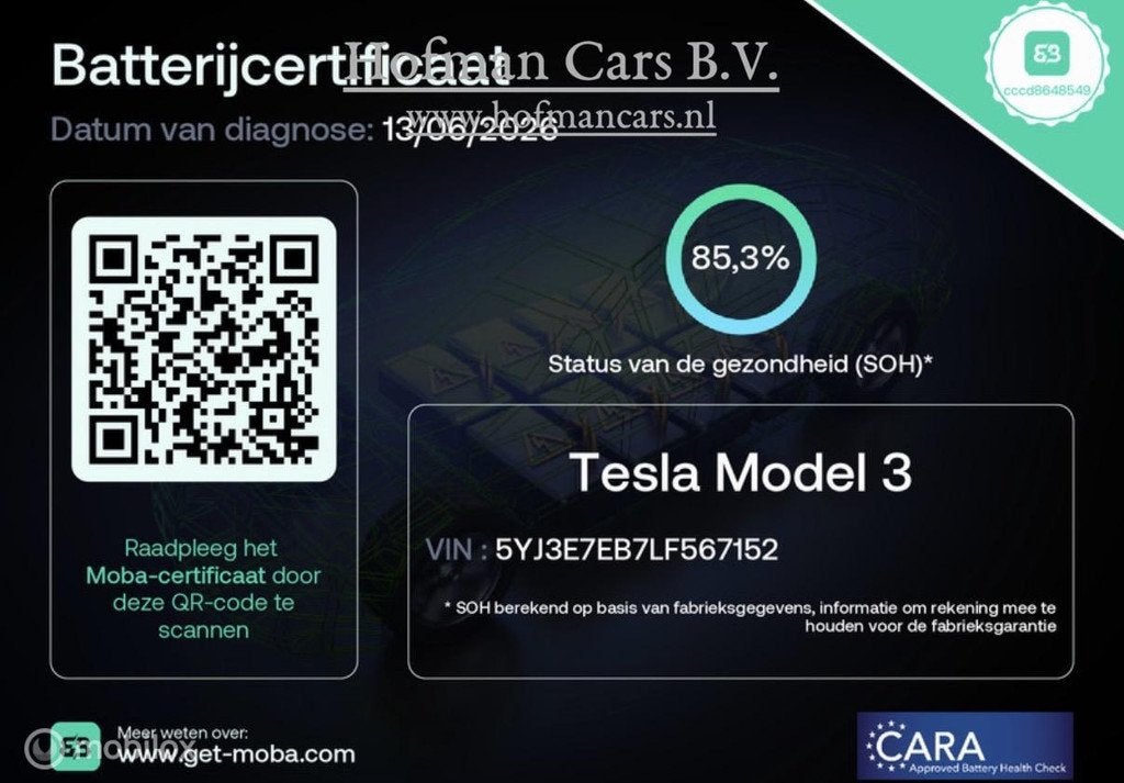 Tesla Model 3 Long Range AWD 75 kWh | Autopilot | SOH 85% |, Automaat, Zwart, Wit, 351 pk