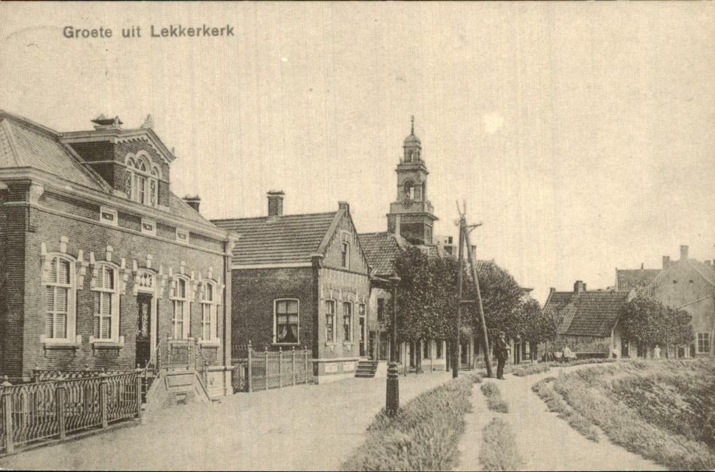 Lekkerkerk - Kerktoren - Straatgezicht, Ophalen of Verzenden, Voor 1920, Ongelopen, Zuid-Holland