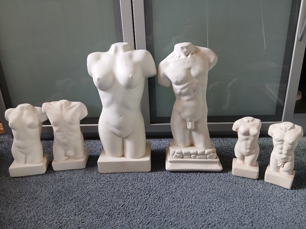 Set van 6 Gipsen Torso Beelden - Klassieke Kunst, Ophalen, Gips, Handgemaakt, 20 - 50 cm