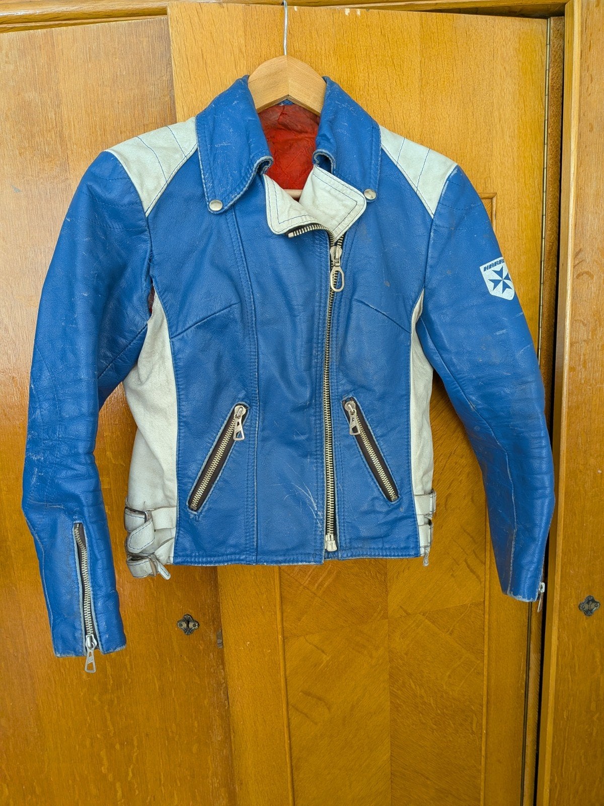 Vintage leren jas, maat S, met gescheurde mouw, Ophalen of Verzenden