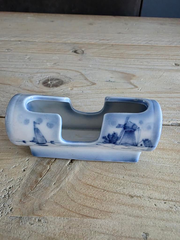 Vintage Delfts Blauw Tandenstokerhouder - Hollands Landschap, Ophalen of Verzenden