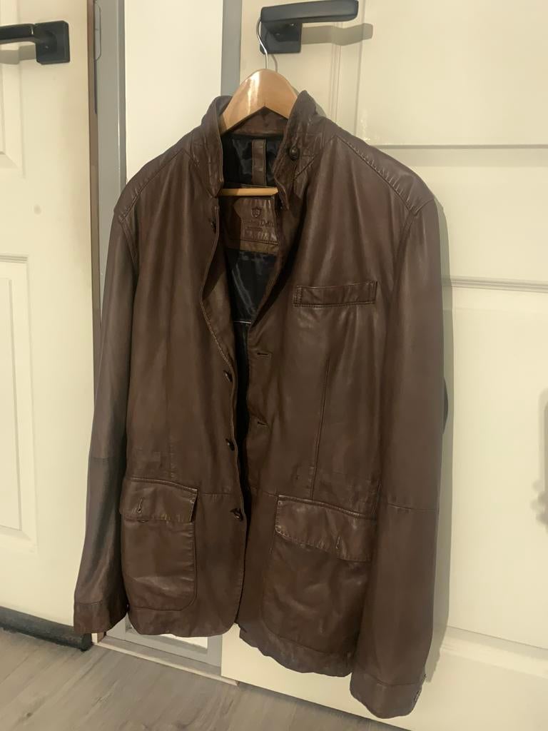 Massimo Dutti Leather Jacket, Ophalen of Verzenden, Zo goed als nieuw, Overige maten, Bruin