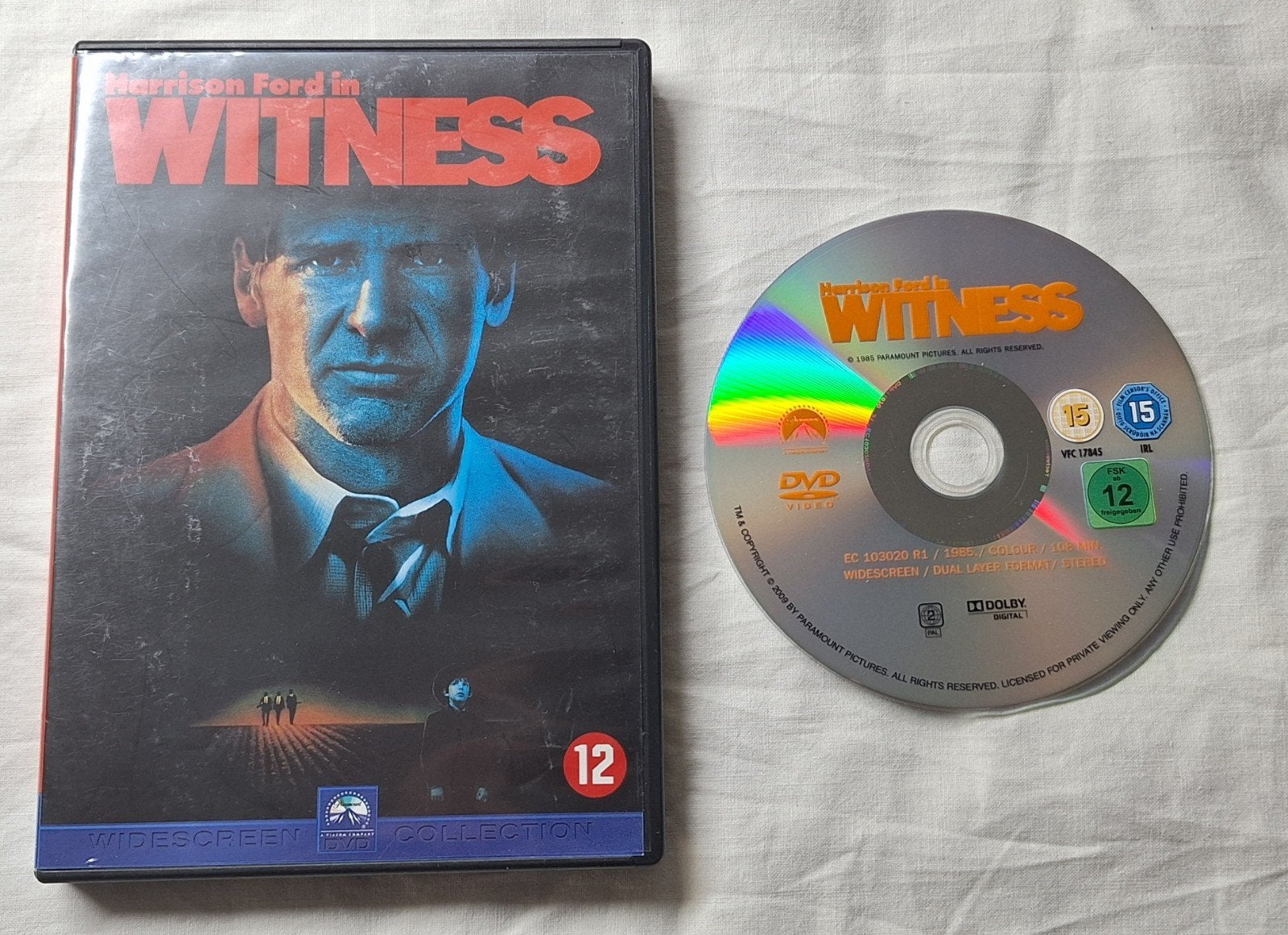 Witness ( Weir, 1985) met Harrison Ford, McGillis, Vanaf 12 jaar, Ophalen of Verzenden, Overige genres