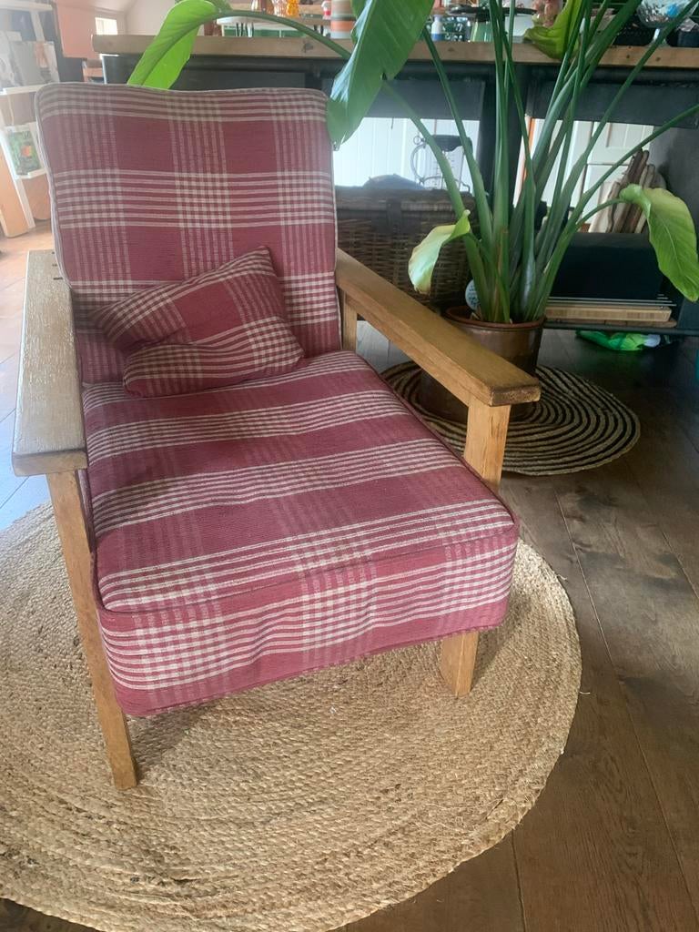 Houten stoel met verstelbare rugleuning, Ophalen, Gebruikt, Eén, Rood