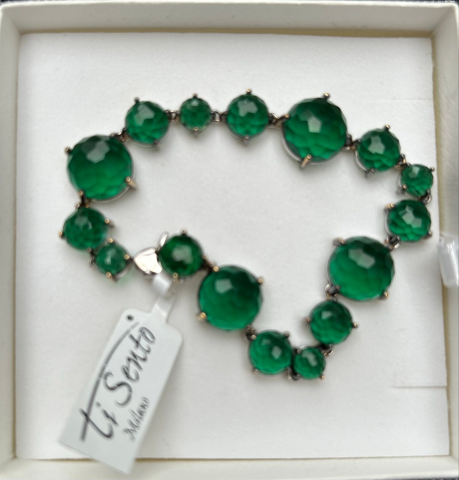 Ti Sento Milano Armband met Groene Kristallen, Nieuw, Groen, Zilver, Ophalen