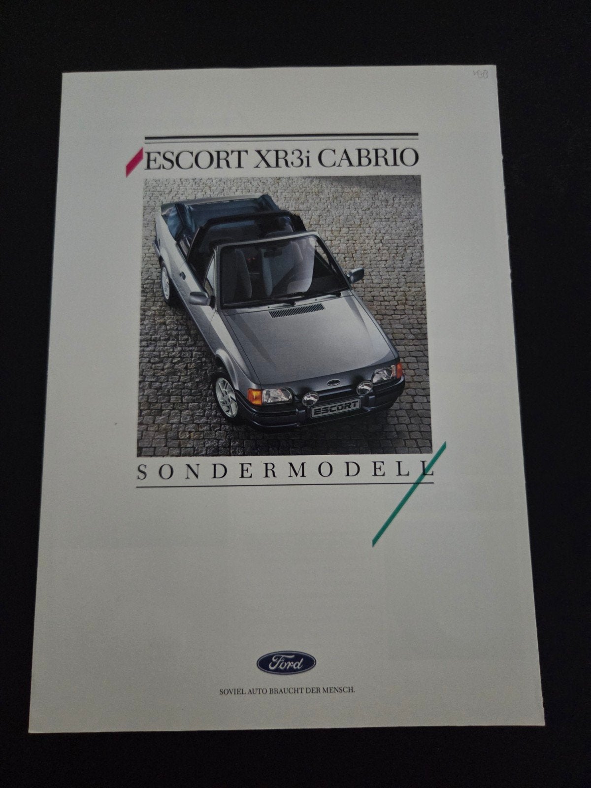 Brochure Ford Escort XR3i Cabrio 1987, Ophalen of Verzenden, Zo goed als nieuw, Ford
