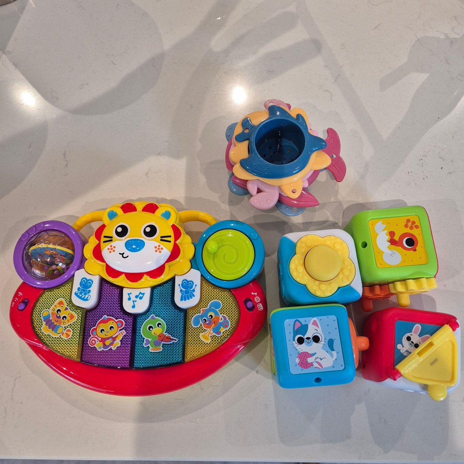 Baby speelgoed set: piano, rammelaars en blokken, Ophalen, Gebruikt, Overige typen, Met licht