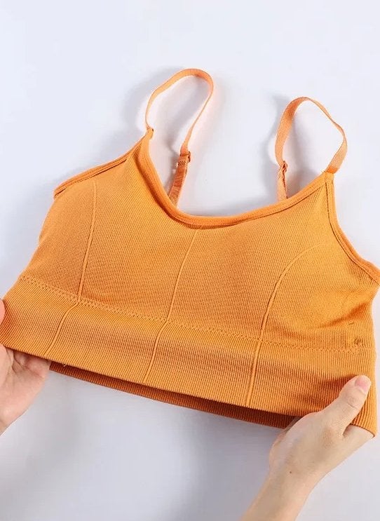 Oranje geribbelde bralette/sportbeha, Bababy, Verzenden, Oranje, BH