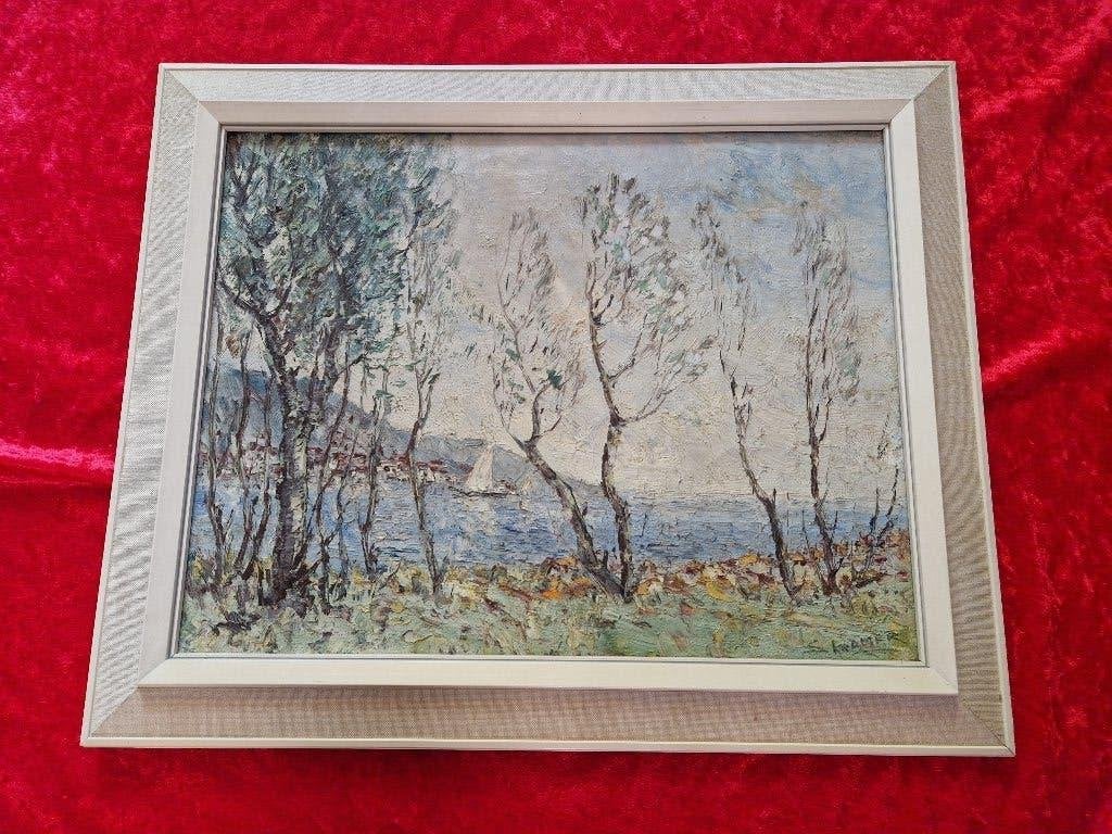 schilderij - meer met zeilboot - s kramer, Ophalen, Doek, Impressionistisch, Gesigneerd