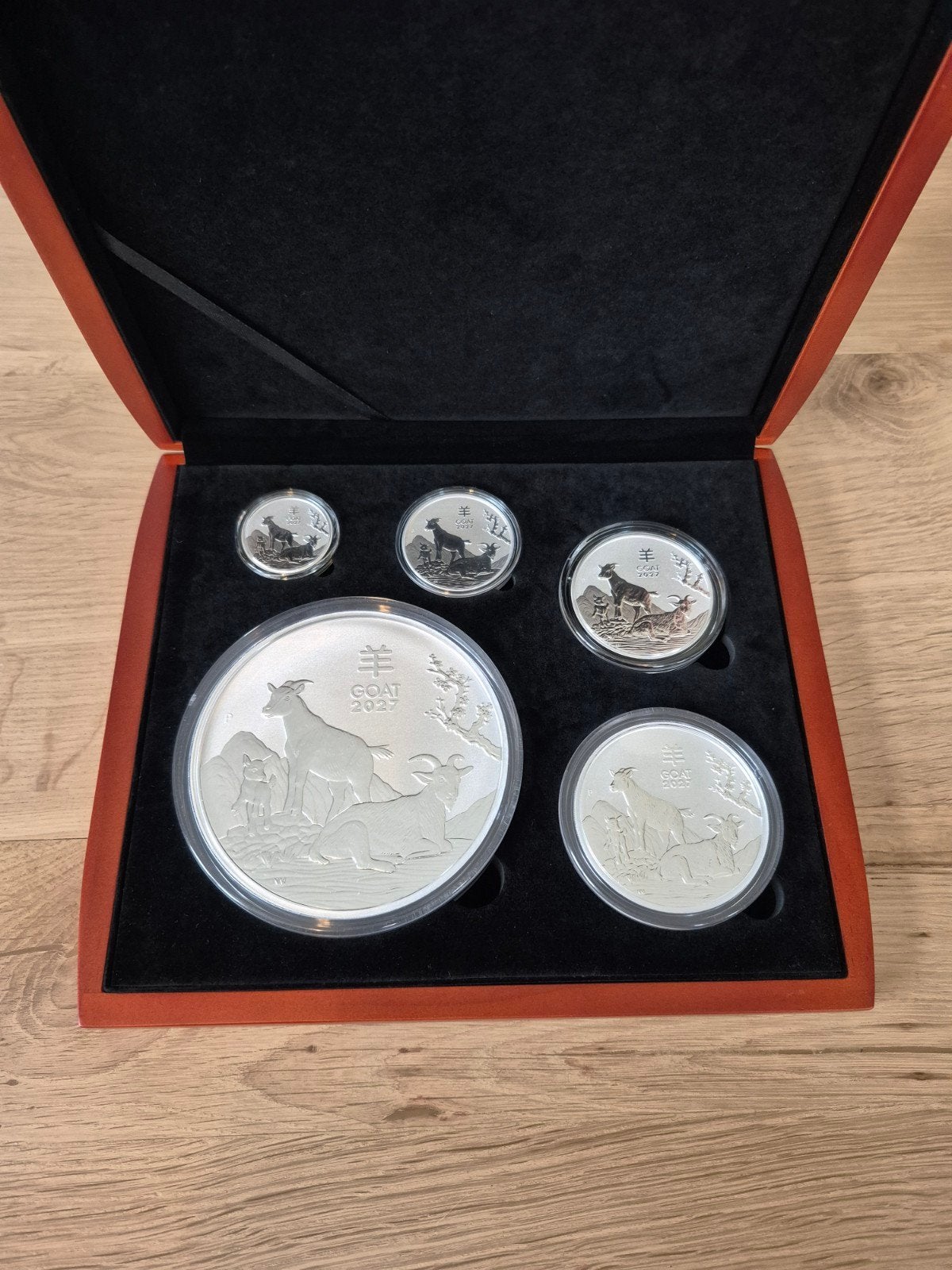 0.5 oz - 1 kg zilveren munten set Perth Mint Lunar Goat 2027, Ophalen of Verzenden, Zilver