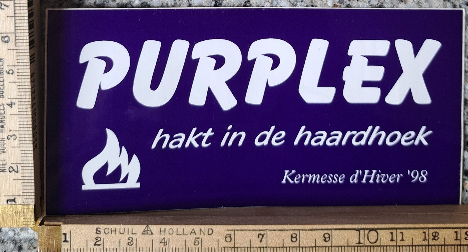 vintage kermis sticker Purplex hakt in de haardhoek, Verzamelen, Ophalen of Verzenden, Zo goed als nieuw