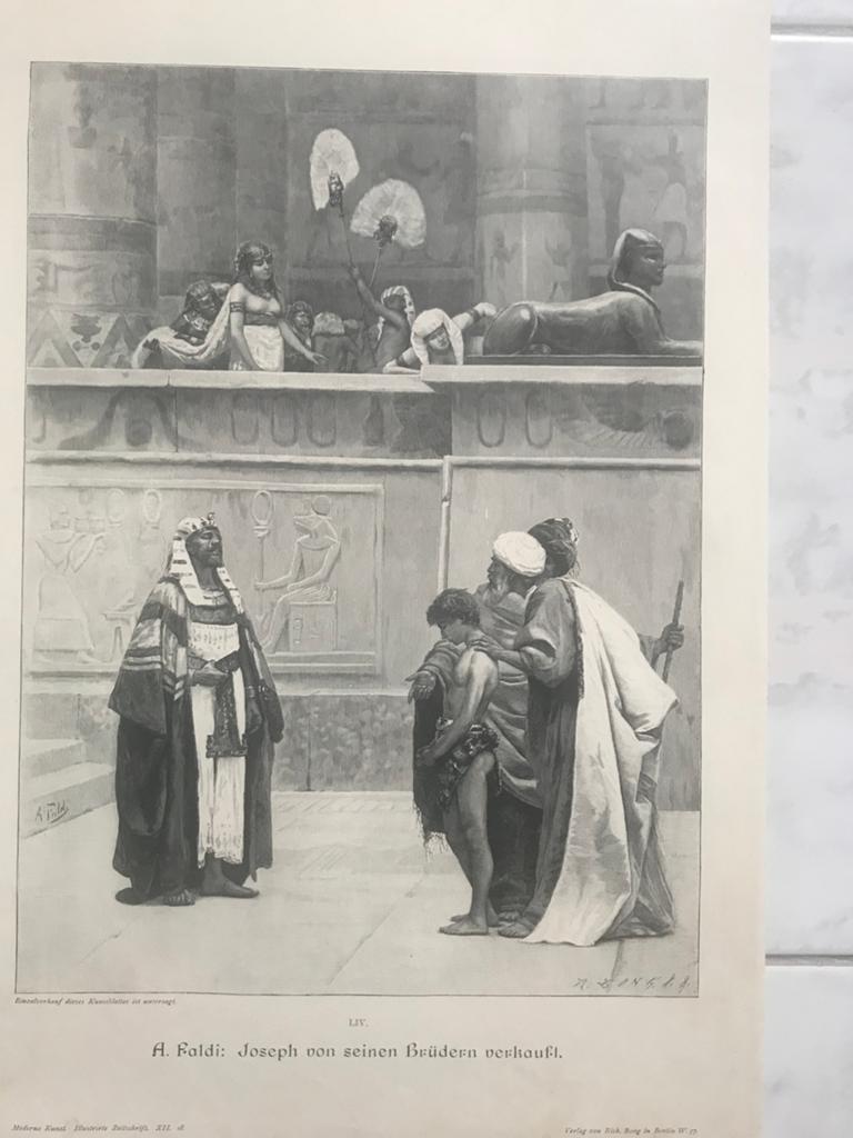 A. Faldi: Joseph von seinen Brüdern verkauft, 31x23cm., 1896, Antiek en Kunst, Origineel, 31 cm, 1800 - 1899, Ophalen of Verzenden