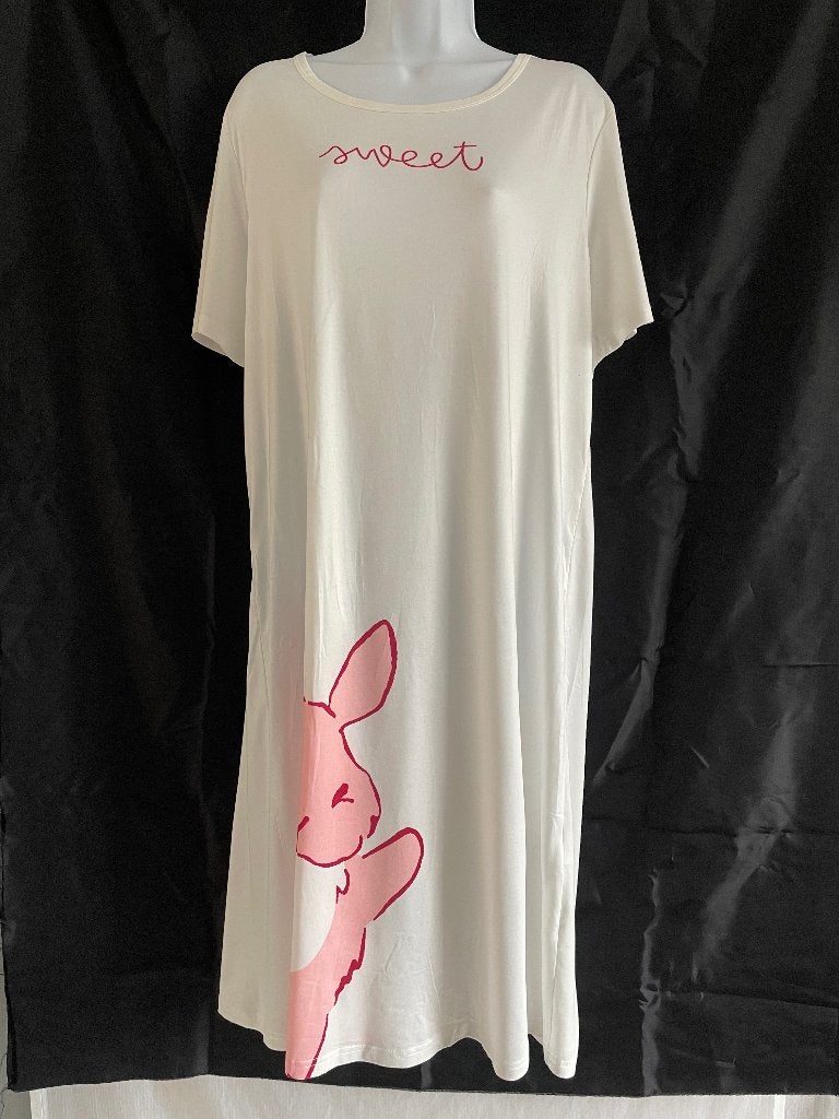 Lang nachthemd dames XL met roze konijn, Ophalen of Verzenden, Zo goed als nieuw, Maat 46/48 (XL) of groter