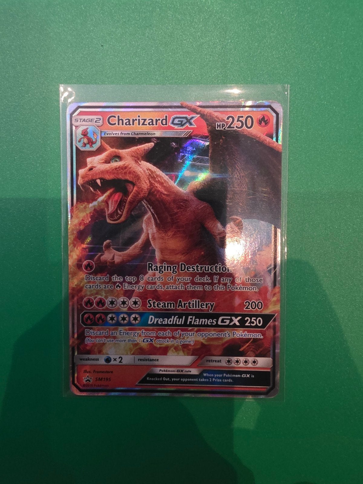 Pokémon Kaart Charizard GX SM195, Ophalen of Verzenden, Zo goed als nieuw, Losse kaart