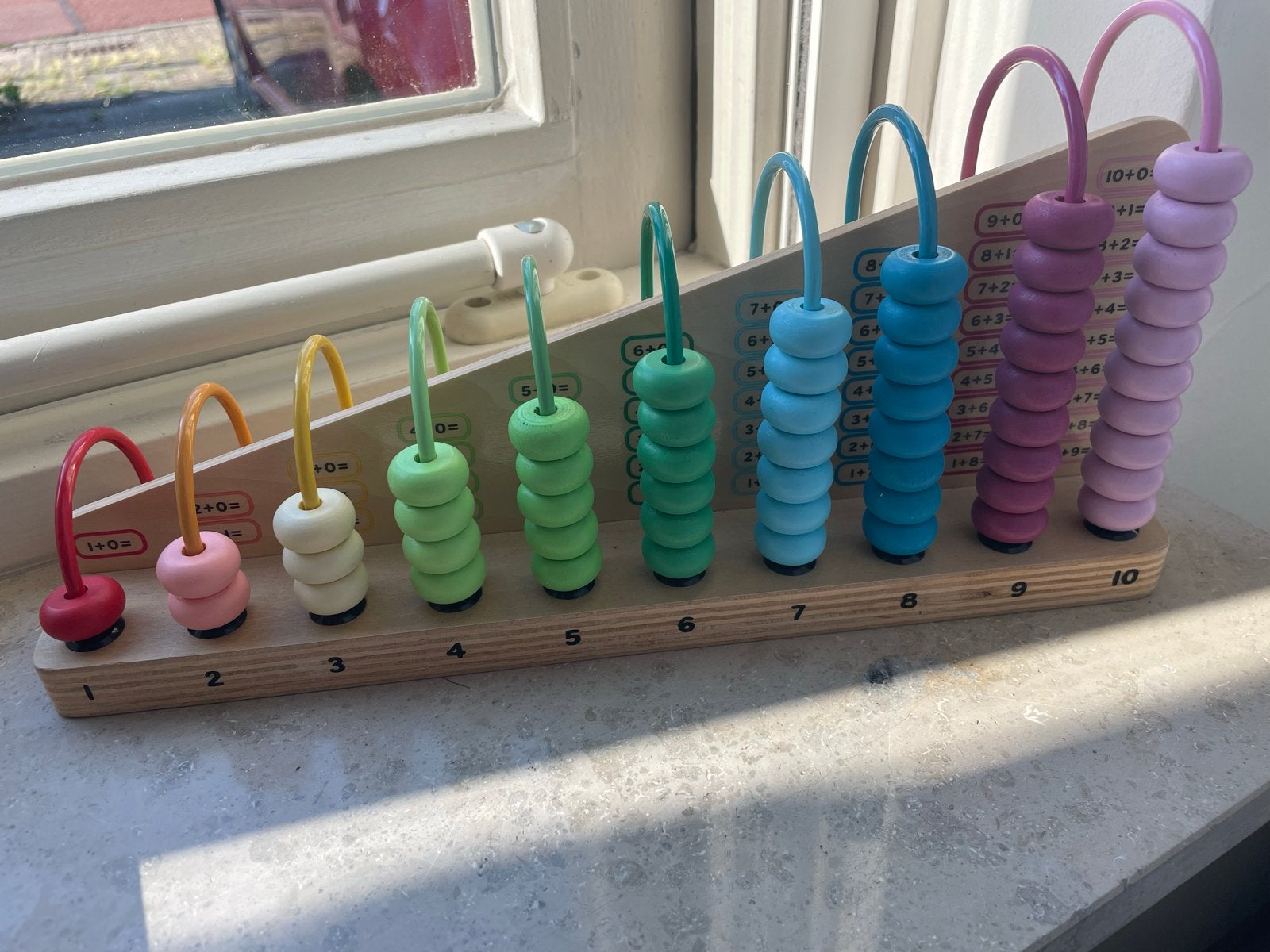 Houten Telraam met Kleurrijke Kralen - Educatief Speelgoed, Ophalen of Verzenden, Gebruikt, Rekenen