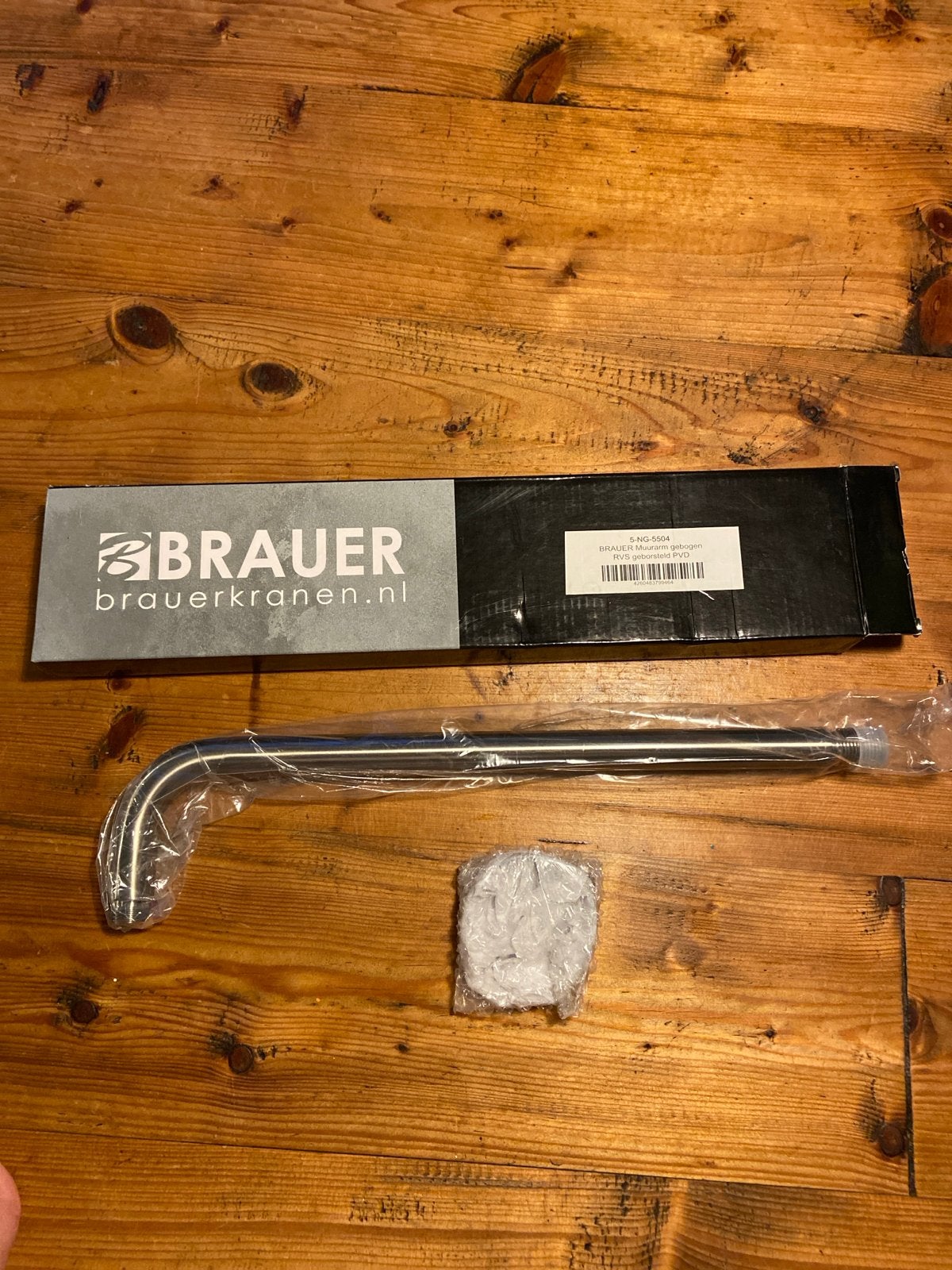 Brauer Muurarm gebogen RVS geborsteld PVD, Ophalen of Verzenden, Nieuw, Rvs, Douche