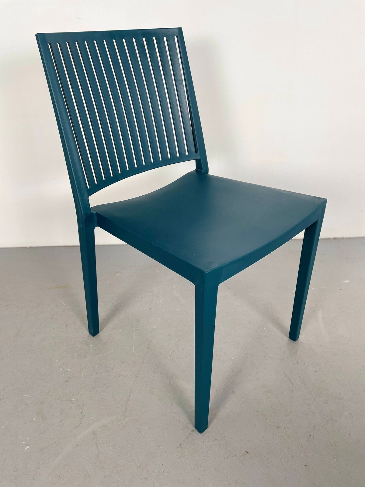 46x Luxe tuinstoelen terrasstoelen petrol blauw stapelstoel, Ophalen, Blauw, Nieuw, X