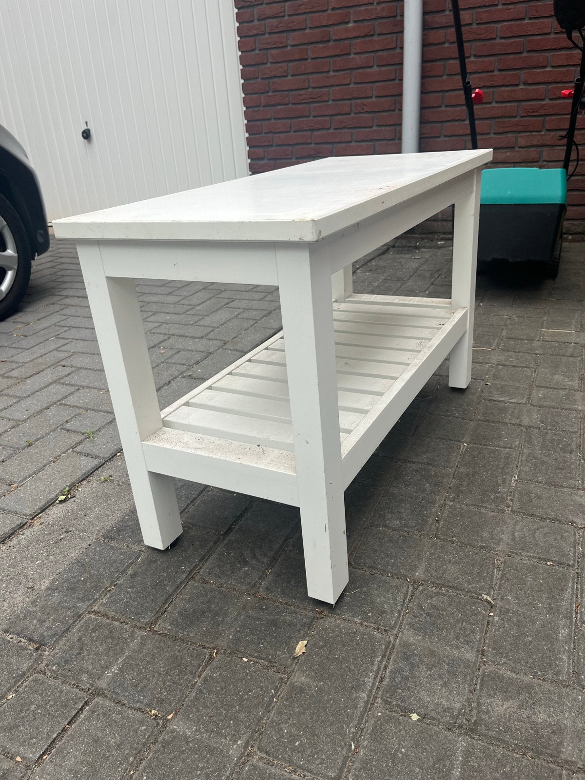 Wit houten schoenenrekje / bankje, Huis en Inrichting, Ophalen, Gebruikt