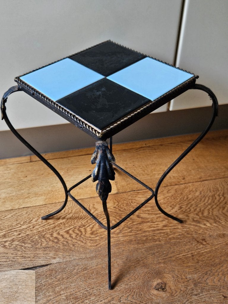 Vintage bijzettafeltje platen tafeltje met tegelblad, Ophalen