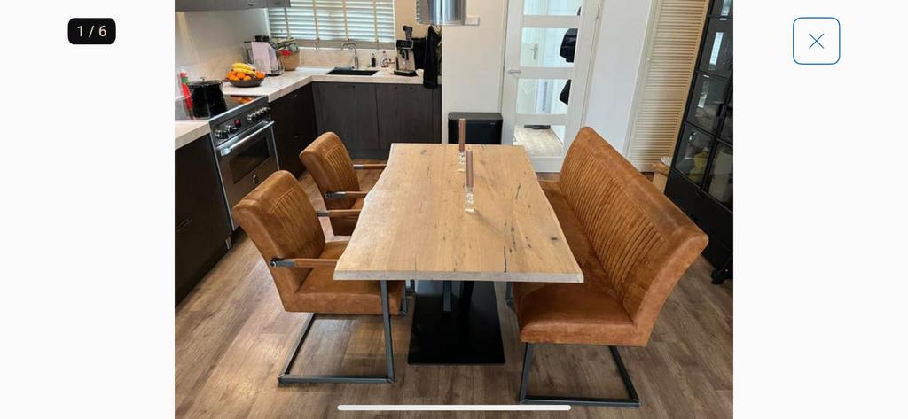 Mooie boomstam eettafel met v-poot, Huis en Inrichting, Tafels | Eettafels, Ophalen, 200 cm of meer, 50 tot 100 cm, Zo goed als nieuw
