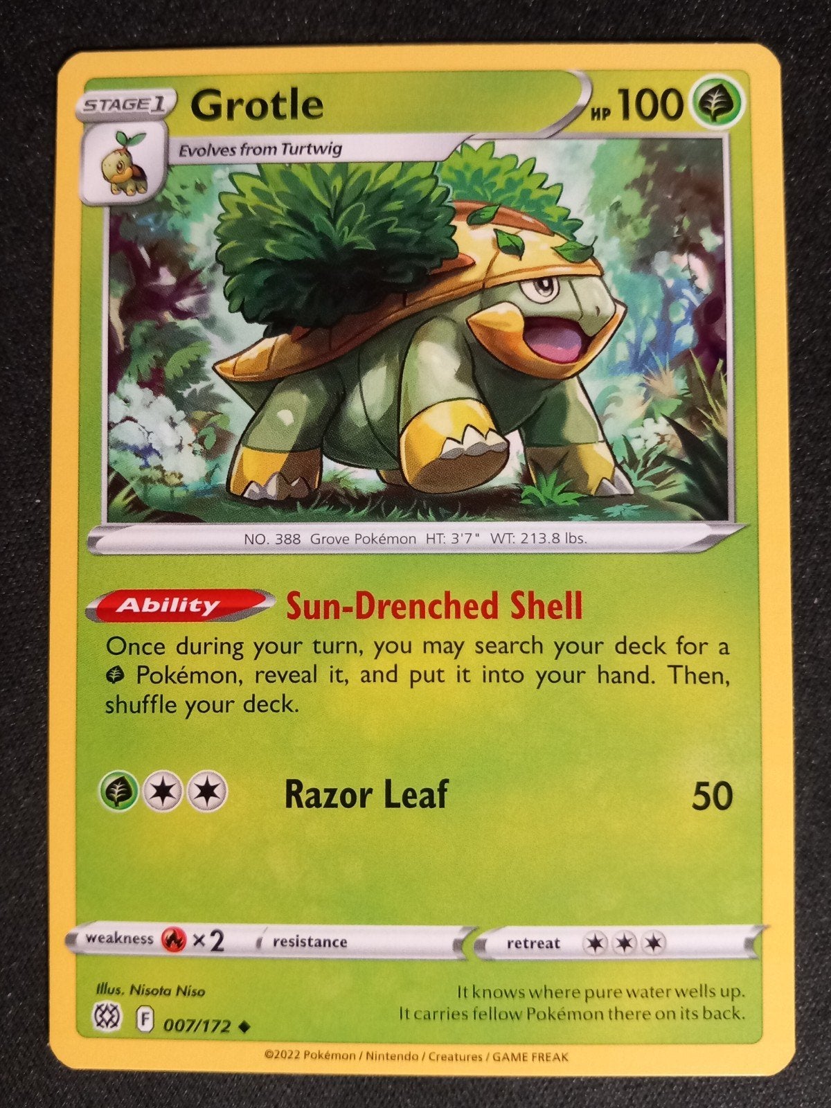 Pokemon Grotle 007/172 Briliant Stars NM, Verzenden, Zo goed als nieuw, Losse kaart