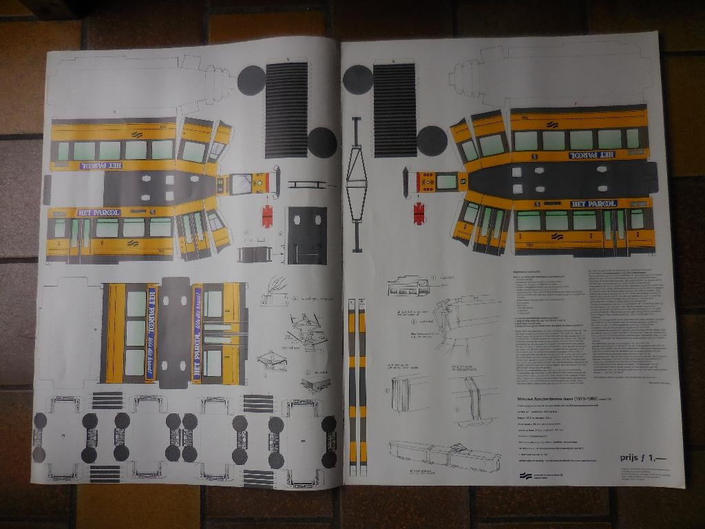 Bouwplaat Nieuwe Amsterdamse GVB Tram (1979-1980), Verzamelen, Spoorwegen en Tramwegen, Ophalen, Nieuw, Tram, Kaart of Prent