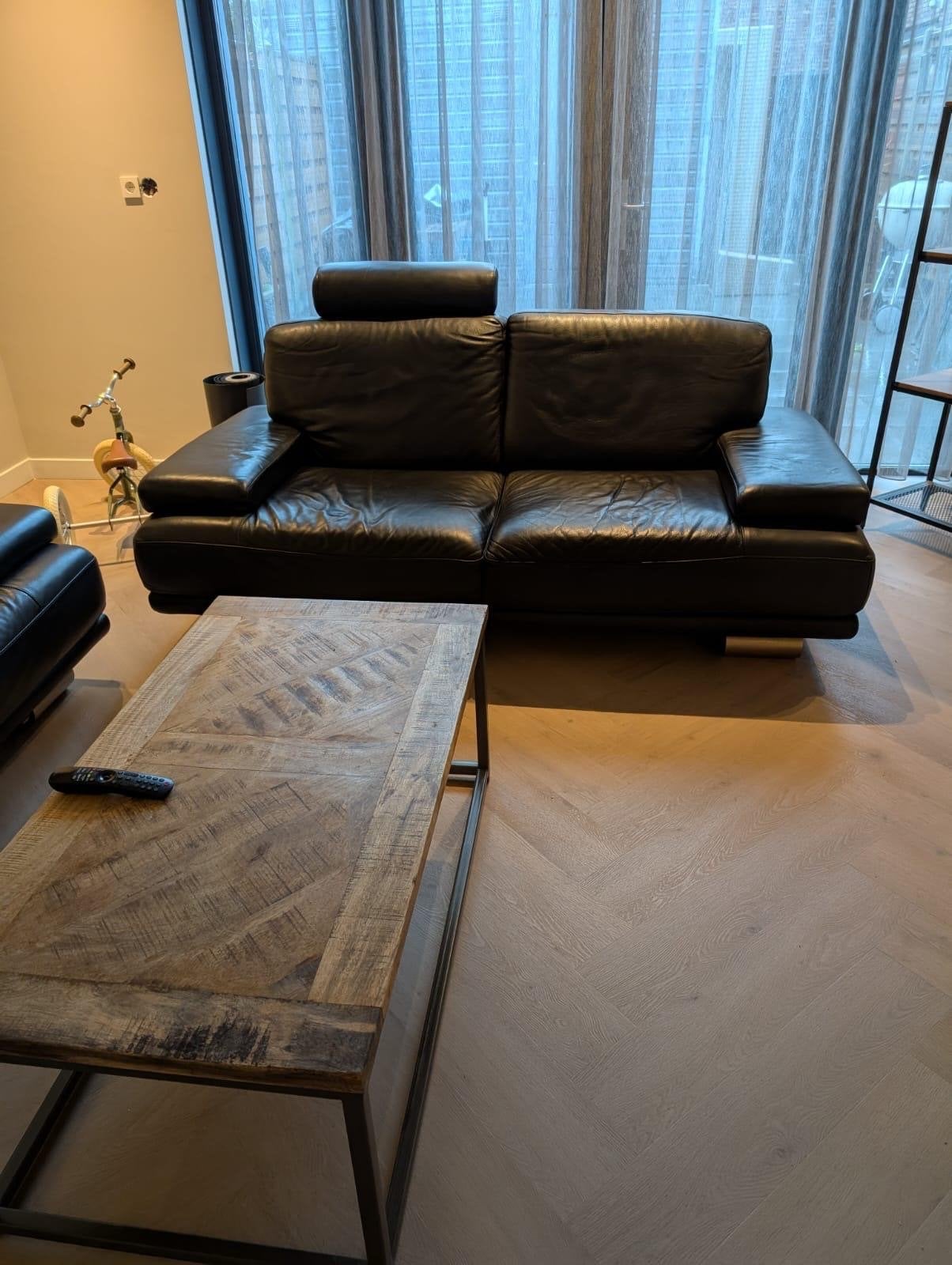 2x Natuzzi 2-zits banken zwart leer, Ophalen, Gebruikt, 150 tot 200 cm, Tweepersoons