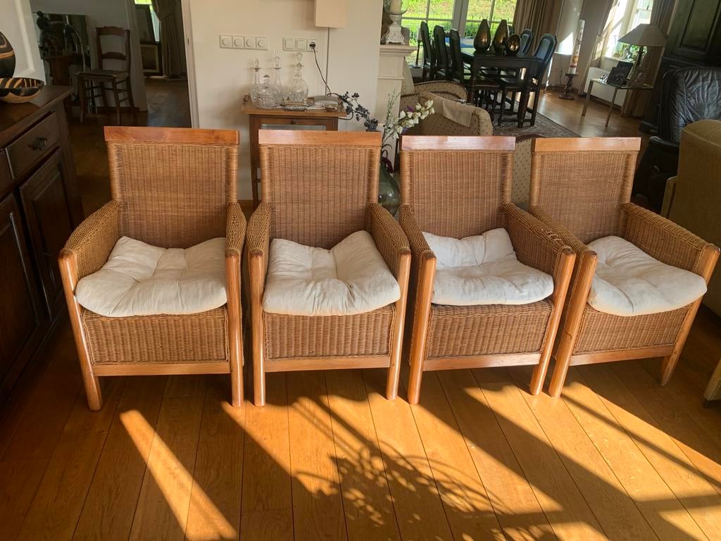 Rotan fauteuils, Ophalen, Gebruikt, Bruin, Riet of Rotan