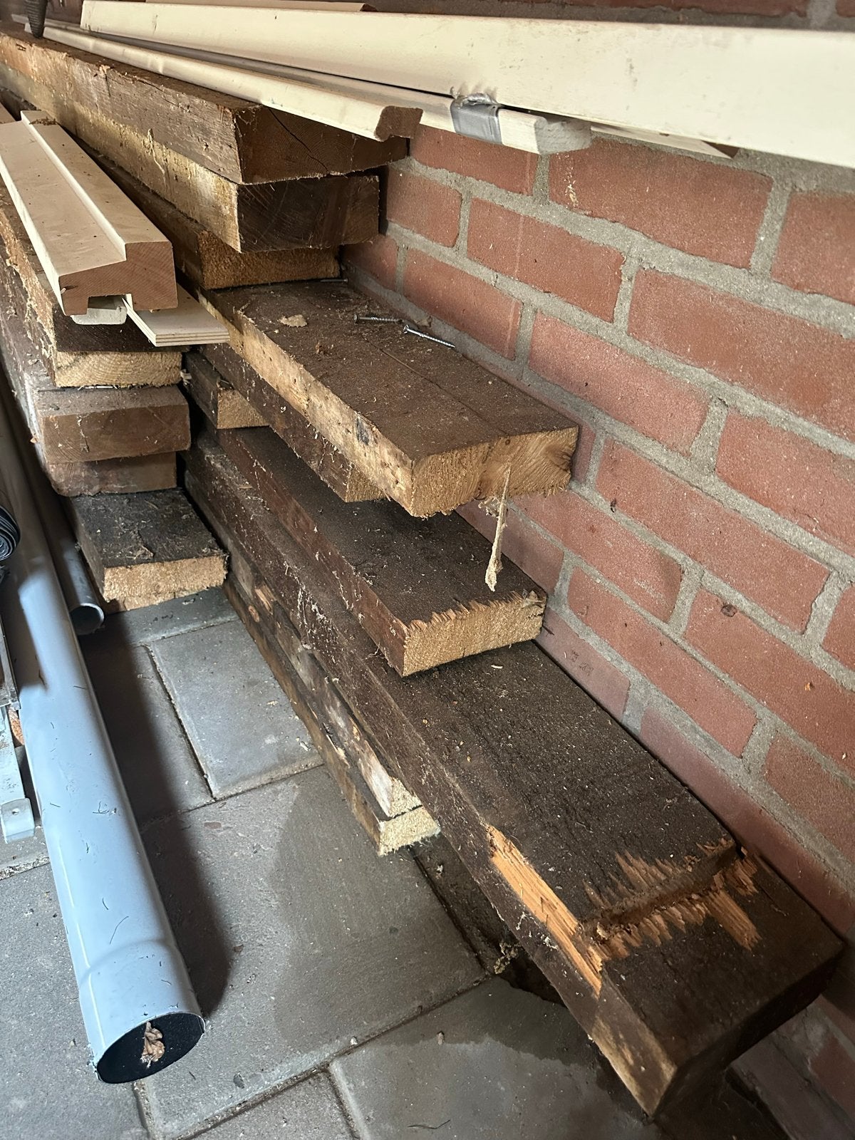 Houten balken uit vloer - diverse lengtes, Ophalen, Gebruikt, Balk, Overige houtsoorten