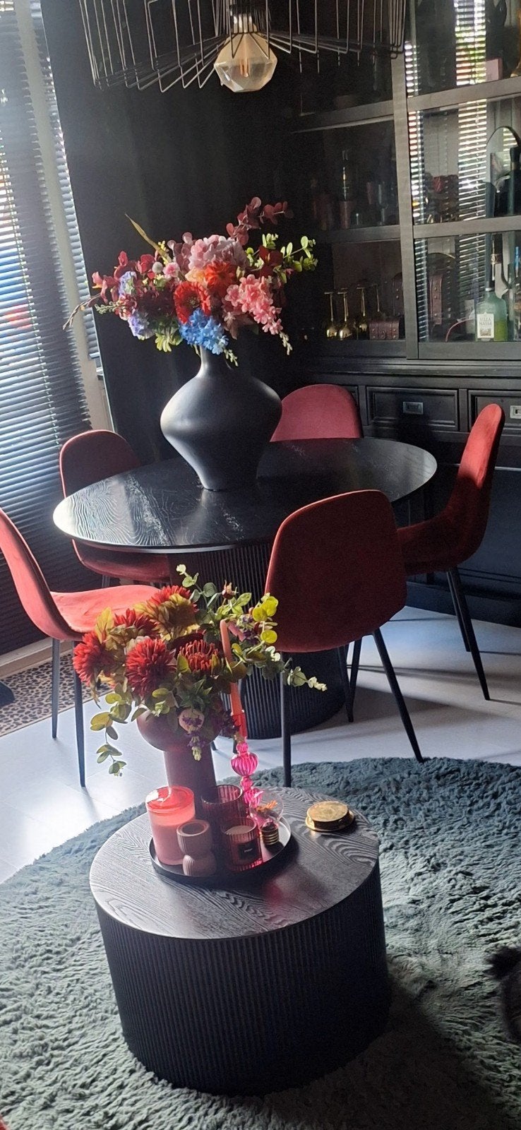 4 bordeauxrode eetkamerstoelen van Kwantum, Huis en Inrichting, Ophalen, Overige materialen, Gebruikt, Vier