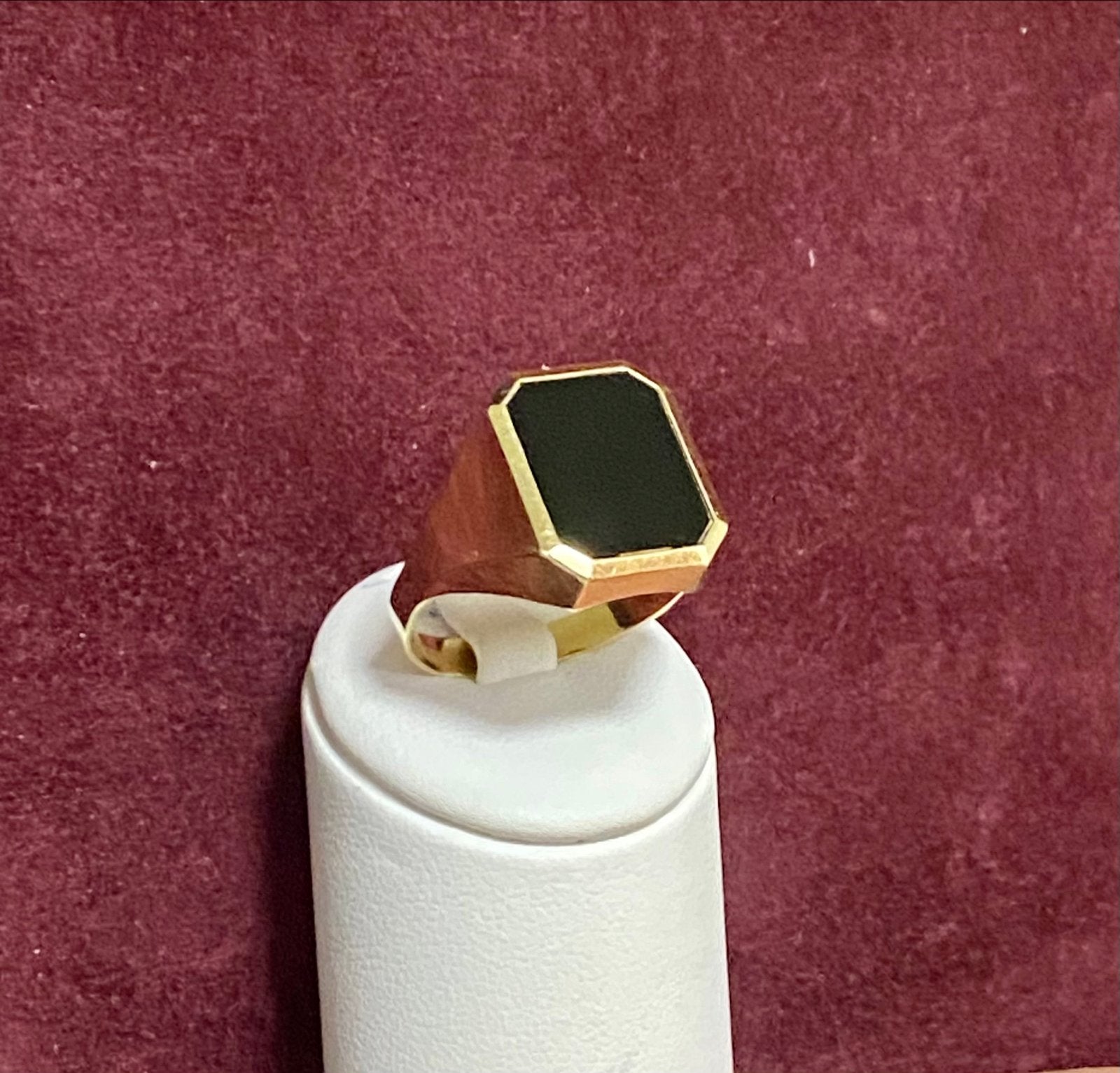14 Karaat Gouden Heren Ring met Zwarte Steen onyx, Gebruikt, 20 of groter, Heer, Ophalen of Verzenden