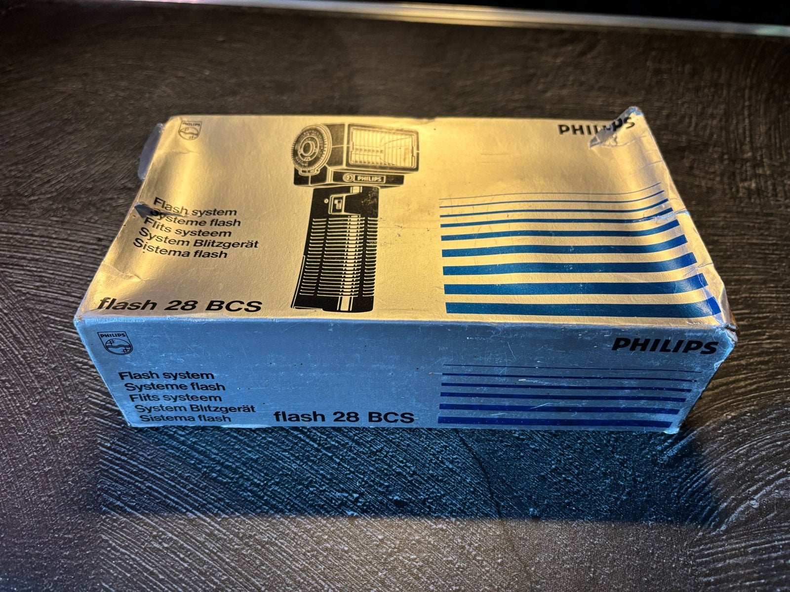 Philips Flash 28 BCS Flitser met kleurenfilters en doos, Philips, Externe flitser, Ophalen of Verzenden, Zo goed als nieuw