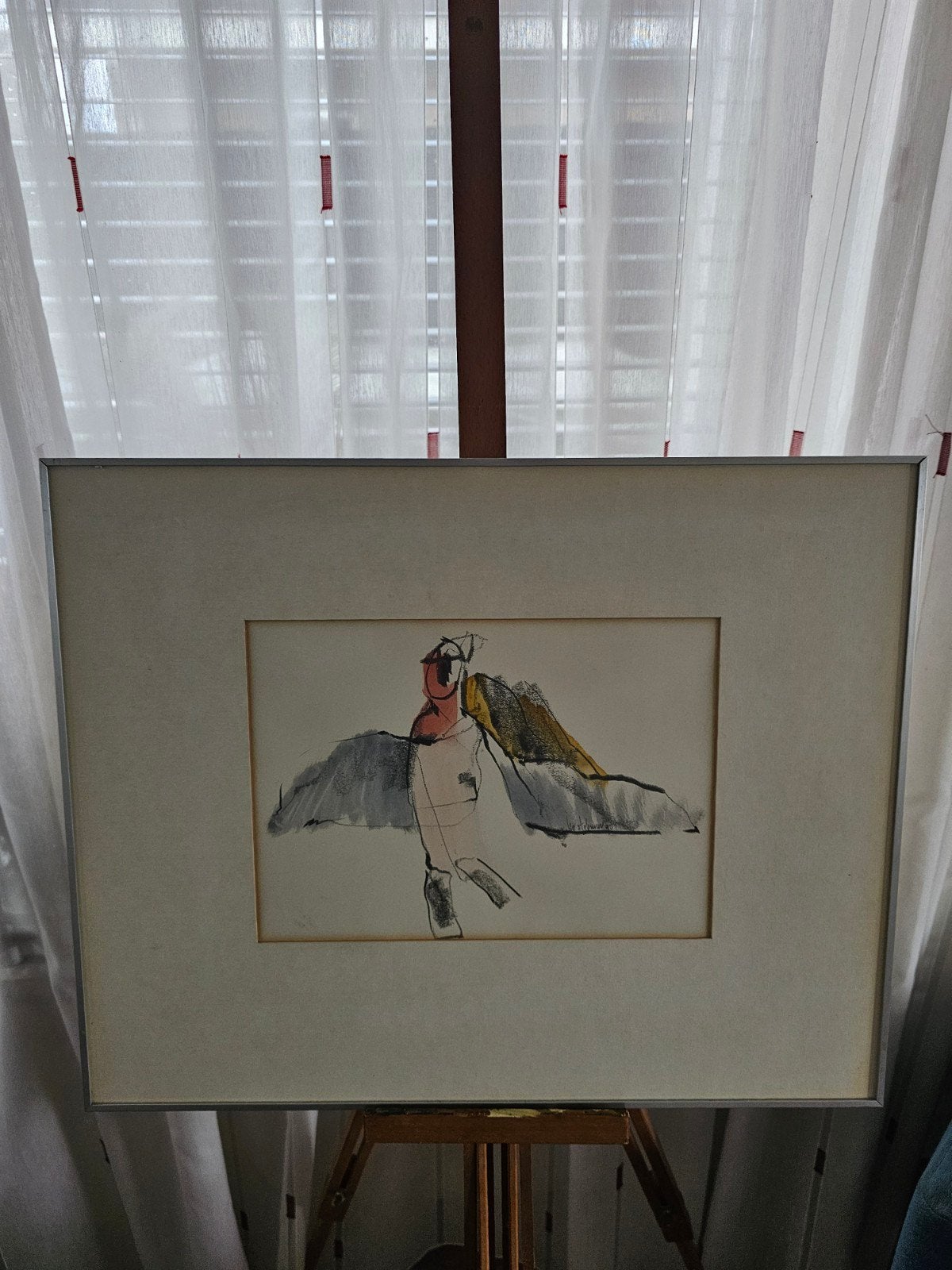 Abstracte vogel aquarel van Leo Stolkman (1990), Ophalen of Verzenden