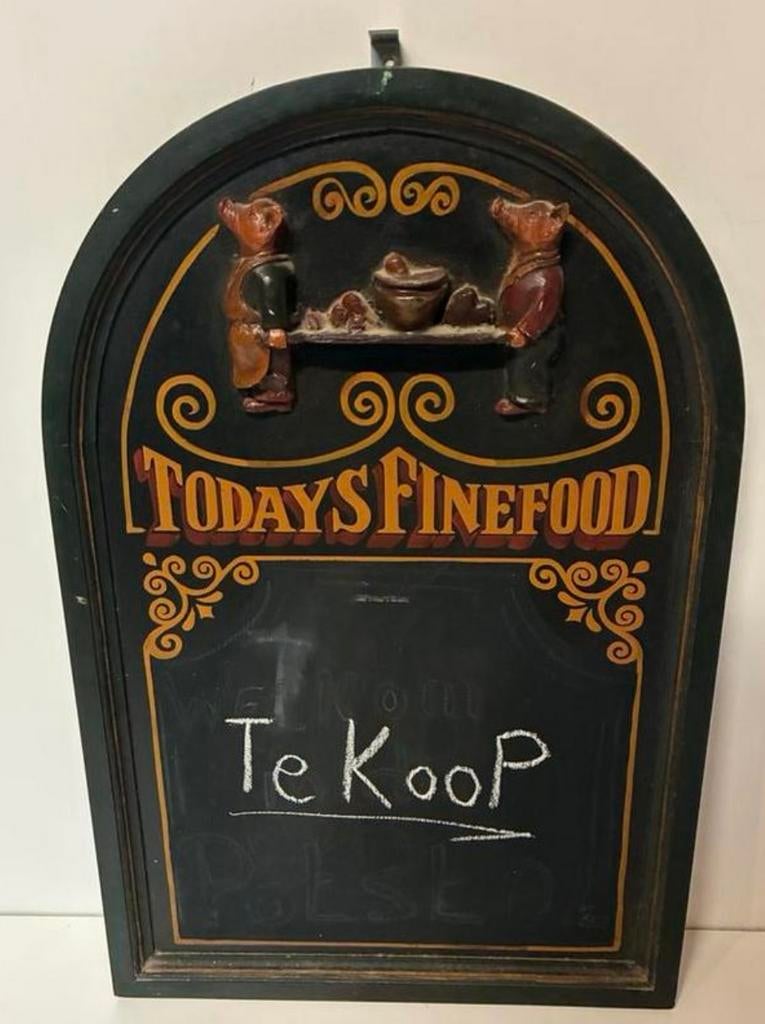 Vintage Uithangbord 'Today's Fine Food' met krijtbord, Huis en Inrichting, Ophalen of Verzenden, Vintage, Hout, Gebruikt