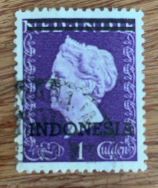 Zeldzame Indonesische postzegel 1 Gulden, gestempeld, Ophalen of Verzenden, Gestempeld, Zuidoost-Azië