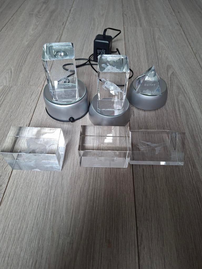 Glazen laser gegraveerde decoratie met verlichting, Ophalen of Verzenden, Gebruikt