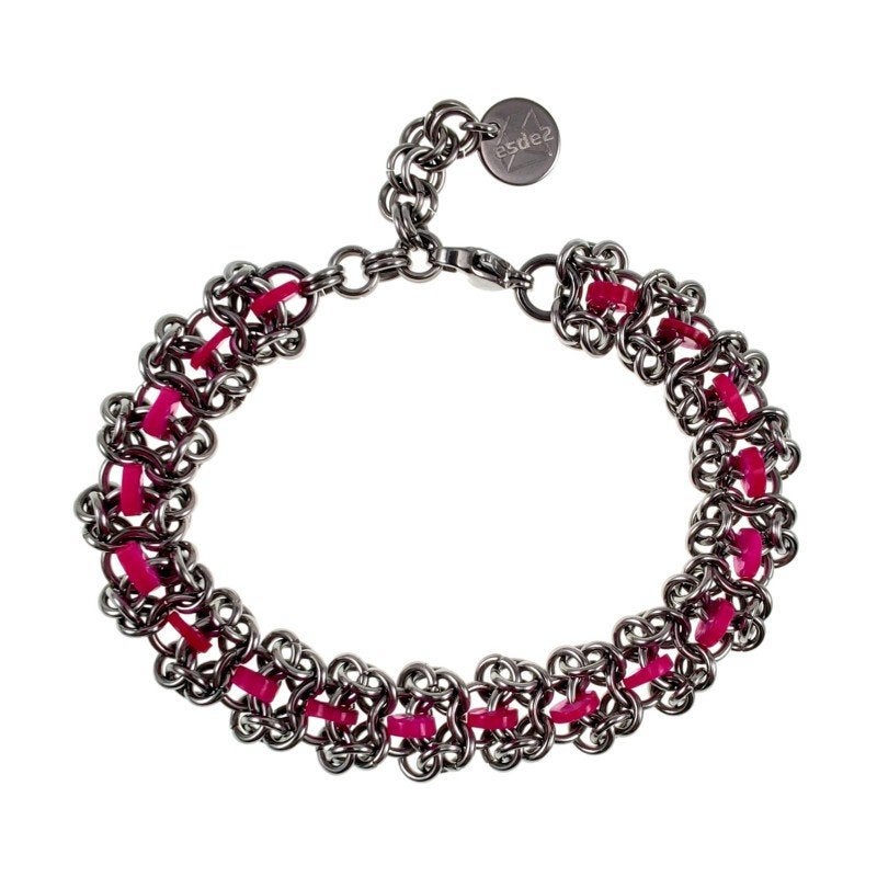 Unisex Europese Weeftechniek RVS Armband Fuchsiakleur Schelp, Staal, Birgitta-Gracht 33, 6465 EL Kerkrade, Nederland, Verzenden