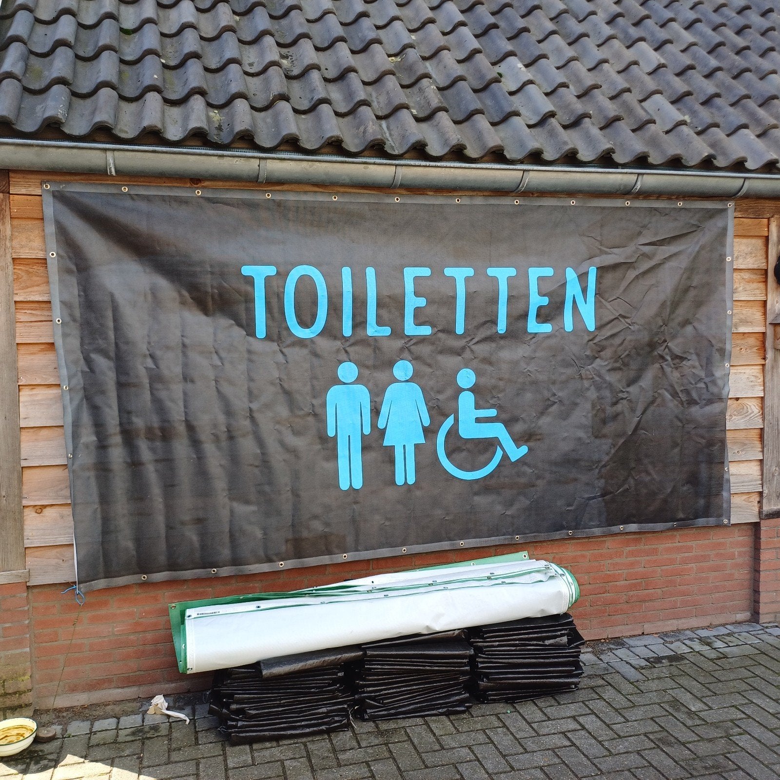 4 x bouwhek doeken festival bouwterrein doeken, Doe-het-zelf en Verbouw, Steigers, Ophalen, Gebruikt, Overige typen, Minder dan 2 meter