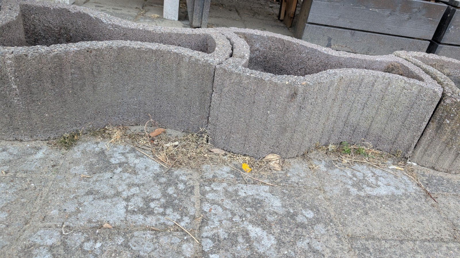 Stapelbare bloembak randen van beton (8x), Tuin en Terras, Bloembakken en Plantenbakken, Ophalen, Gebruikt, Minder dan 30 cm, Minder dan 60 cm