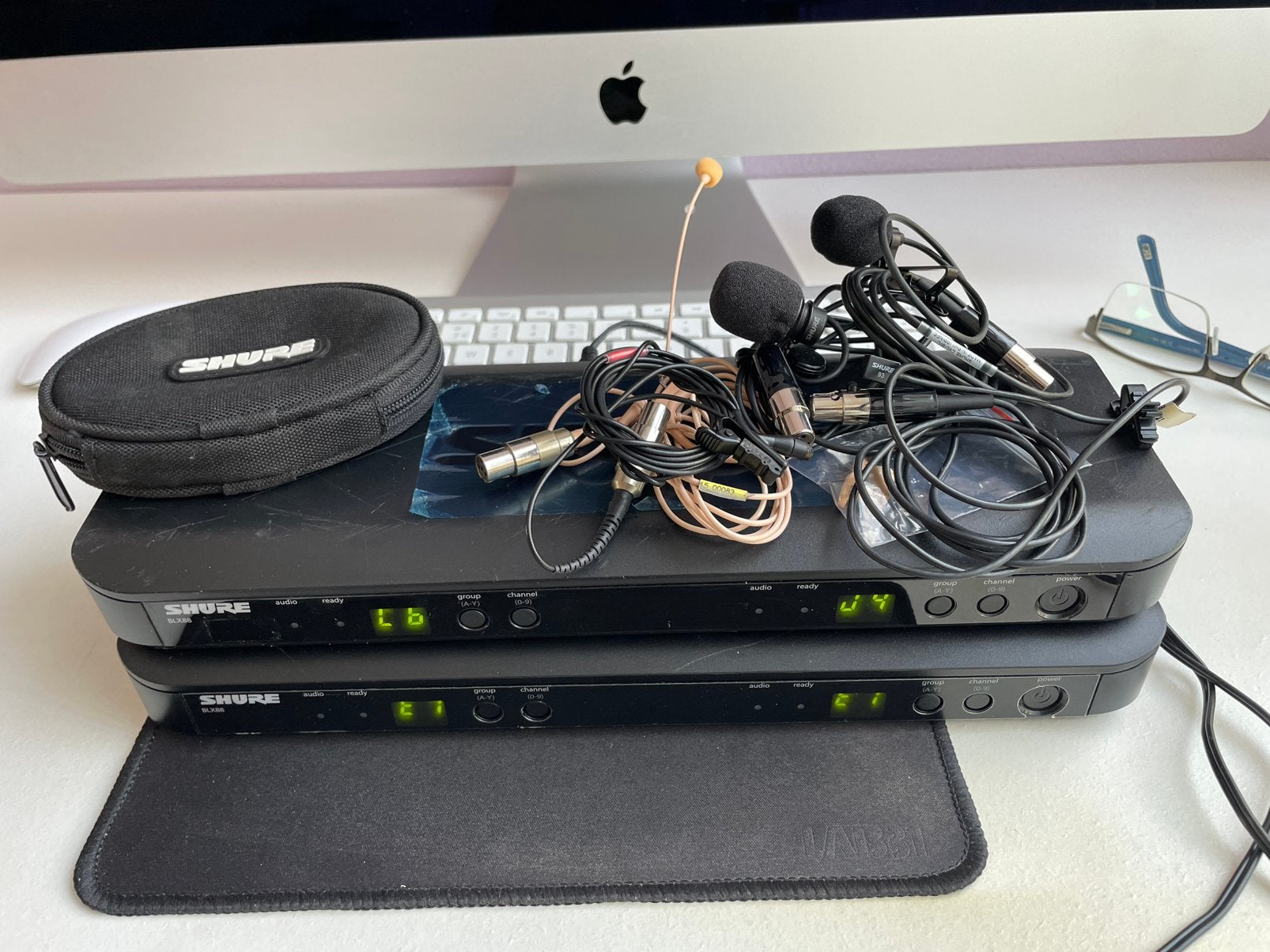Shure WL185 - WL93 - CVL lavalier - BLX88 dubbel ontv 600MHz, Ophalen of Verzenden, Zo goed als nieuw, Zangmicrofoon, Draadloos