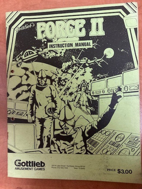 GOTTLIEB FORCE II INSTRUCTION MANUAL WITH SCHEMATICS, Verzamelen, Elektronisch, Zo goed als nieuw, Flipperkast, Gottlieb