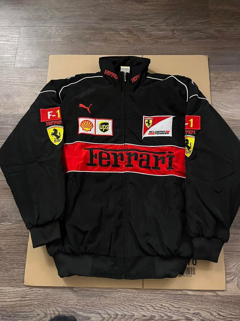 Ferrari Racing jas (maat S) – black vintage stijl, Verzenden, Zo goed als nieuw, Maat 46 (S) of kleiner, Rood
