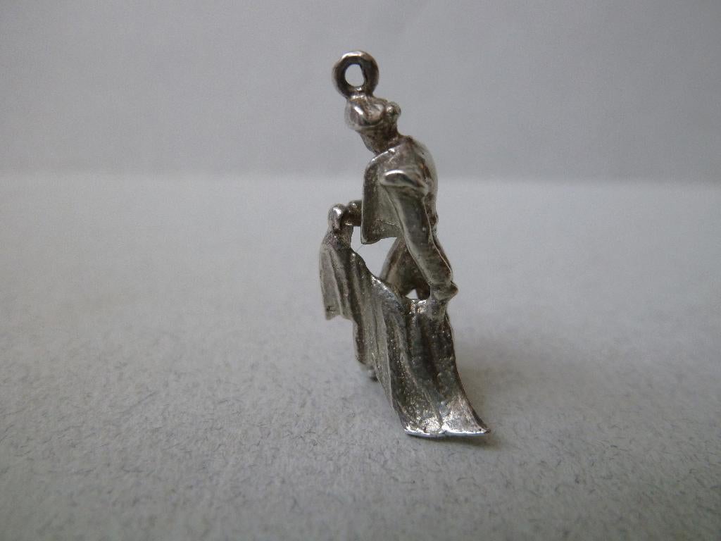 Oude bedel zilver Stierenvechter Toreador Spanje, Verzenden, Zilver, Hanger